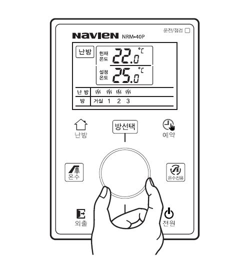 다이얼을 돌려 원하는 난방온도를 맞추세요.